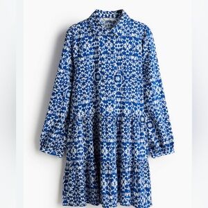 Tiered shirt dress - Bright blue/Patterned| H&M